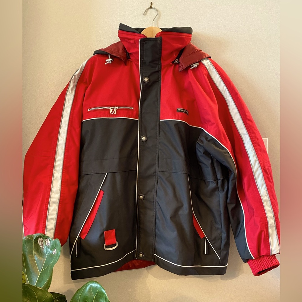 PHENIX SKI RED JACKET SIZE L SNOW ZIP/Snaps Beautiful!